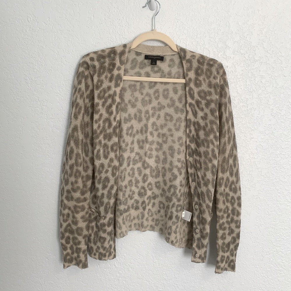 Gray leopard print cardigan
